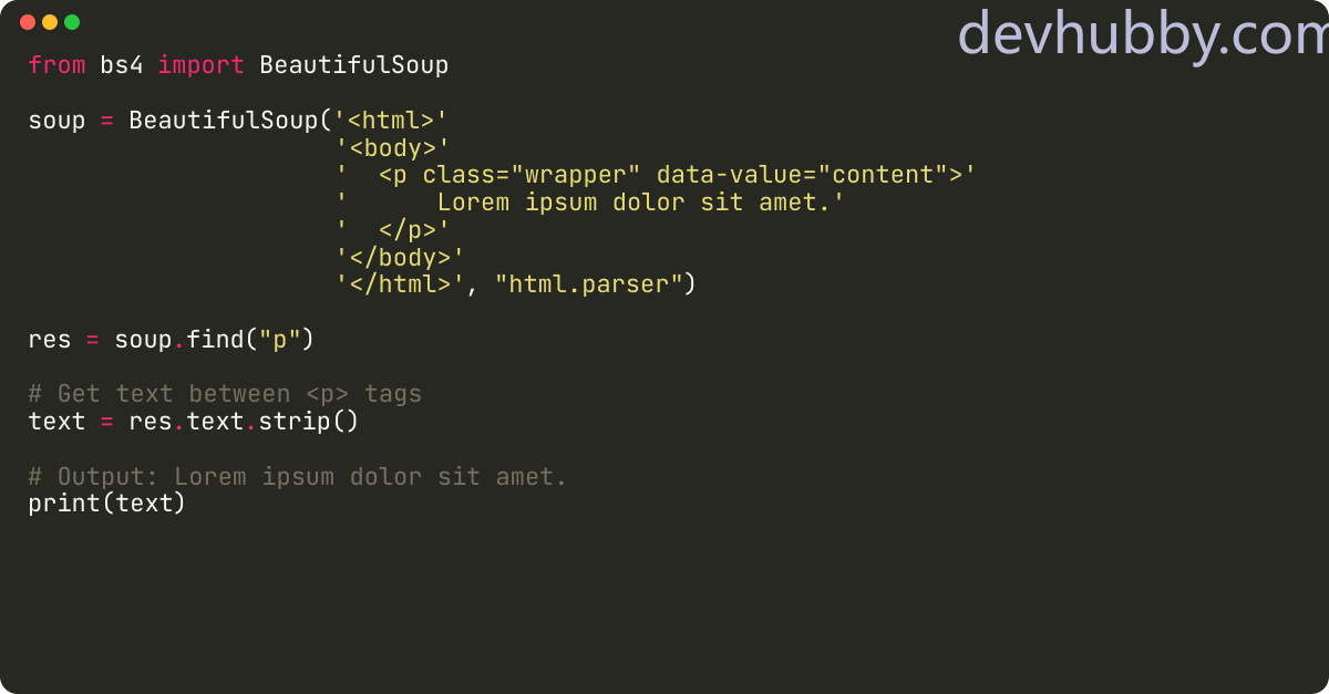 How to get text between tags in BeautifulSoup?