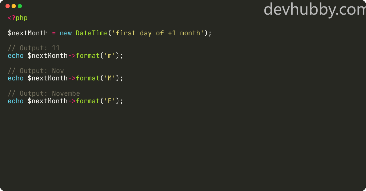 how-to-get-next-month-in-php