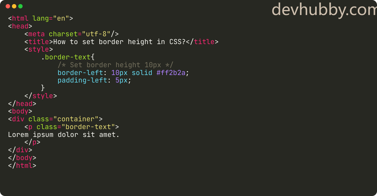 How to set border height in CSS?
