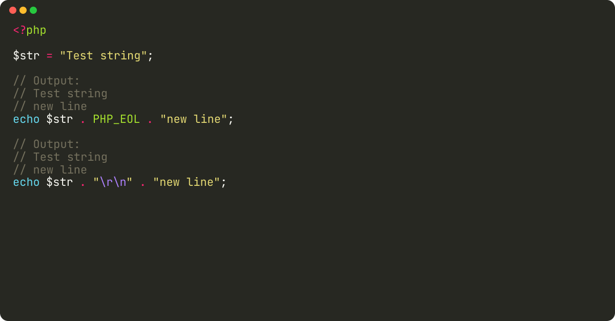 How to create a new line in PHP?
