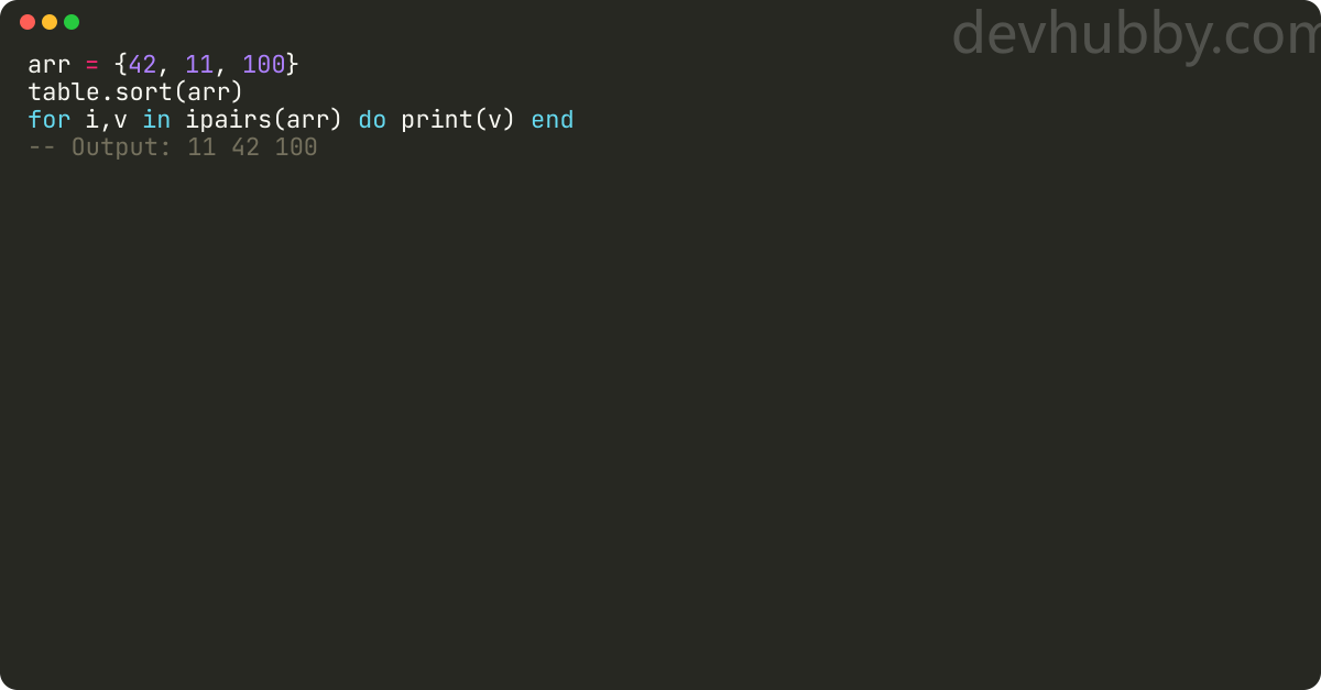 How to sort a table in Lua?