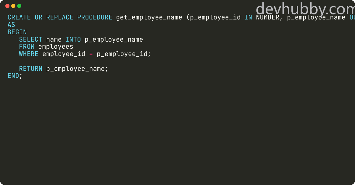 How to return a value in an Oracle procedure?