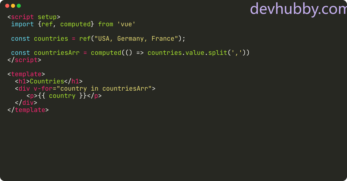 How to split string in Vue.js?