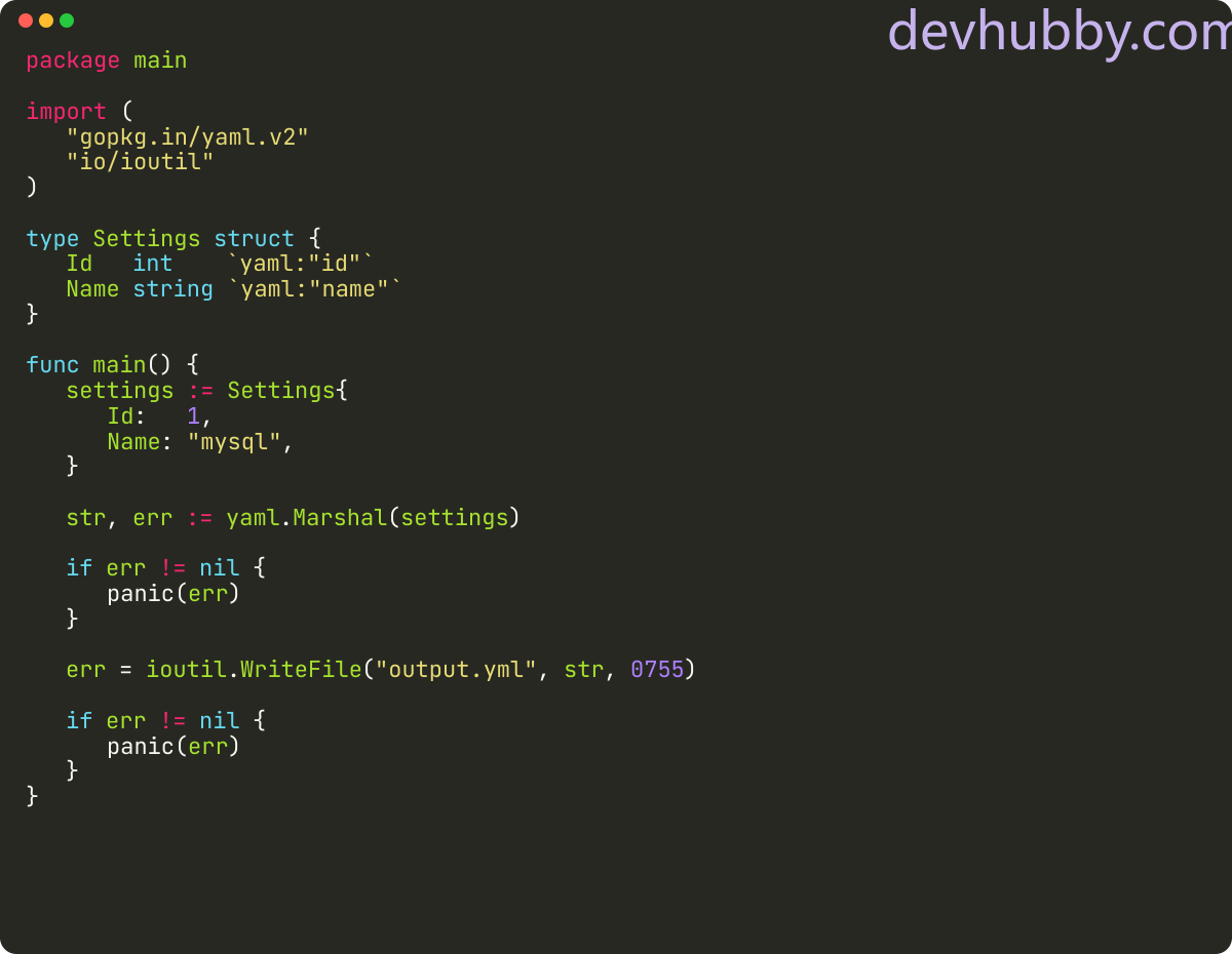 How to create yaml file in Golang?