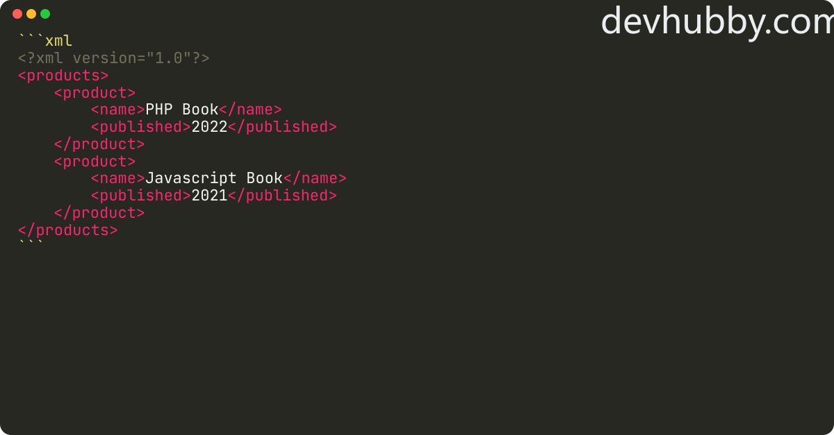 How to display xml in Markdown?