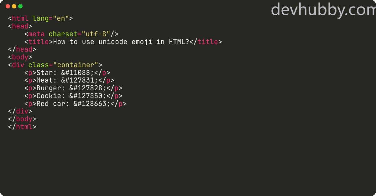 How to use unicode emoji in HTML?