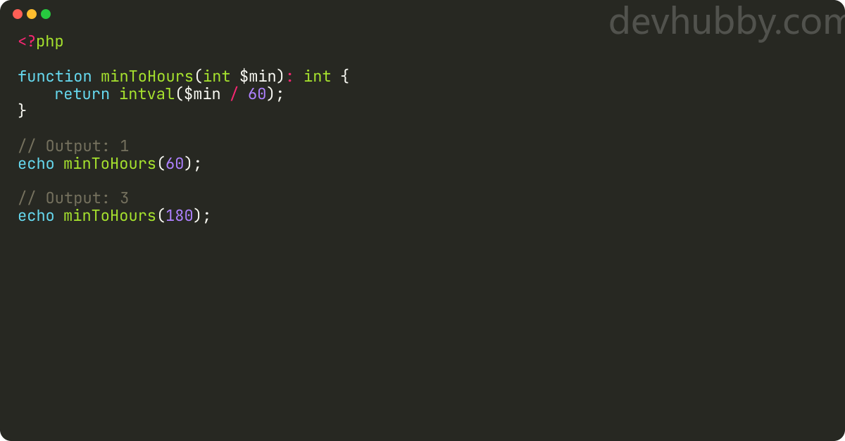 How to convert minutes to hours in PHP?