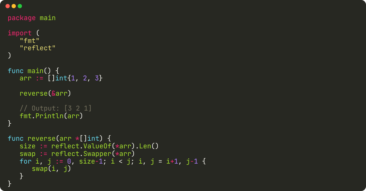 How to pass a pointer of array to function in Golang?
