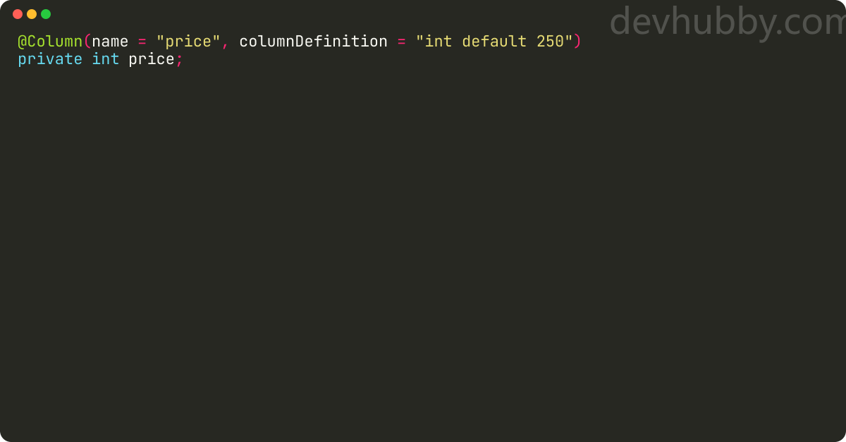 How to set the default value in Hibernate?