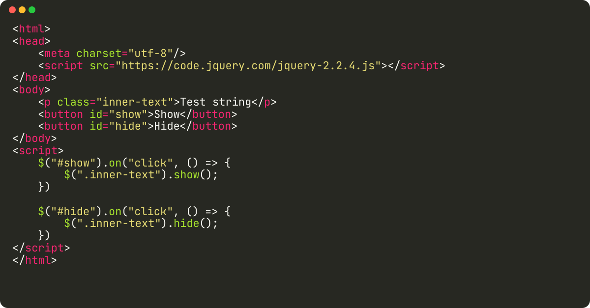 How to hide and show text using jquery on button click?