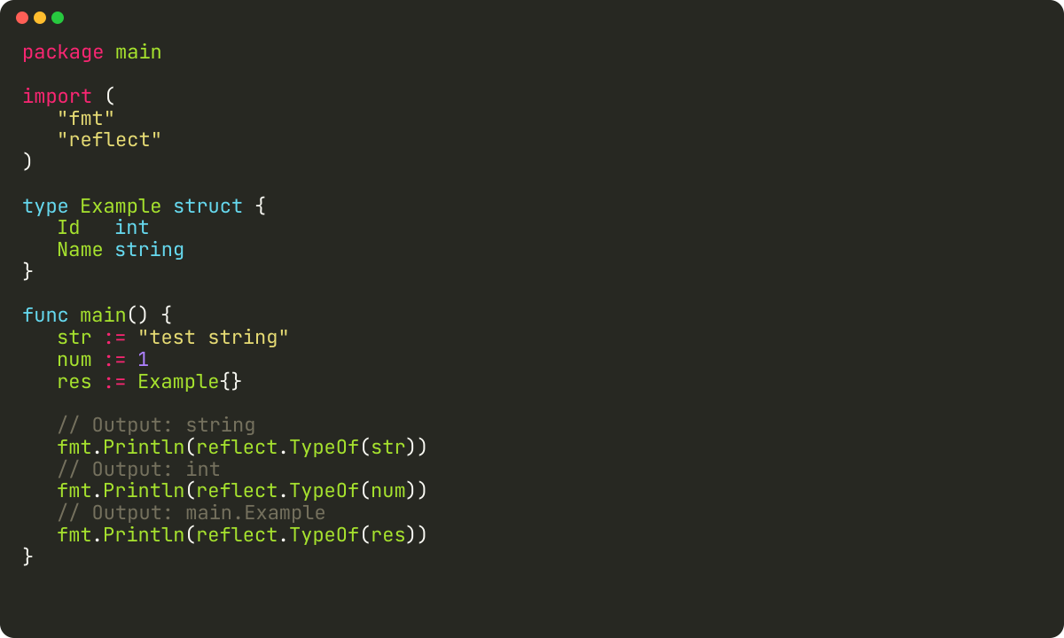 How to find the type of an object in golang?