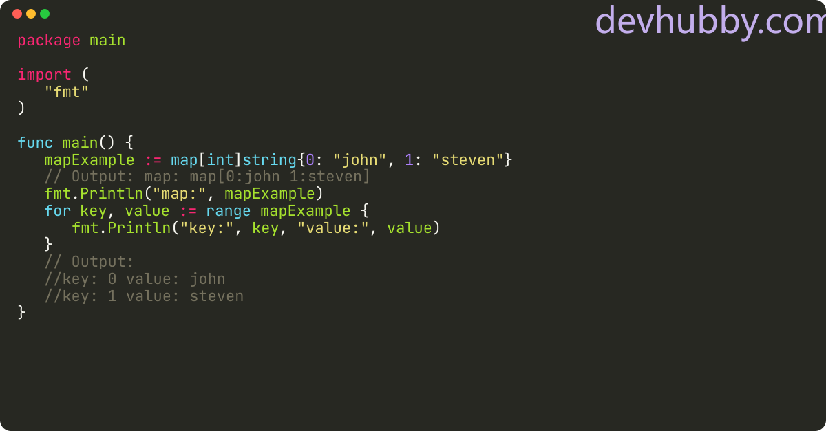 How to loop through a map in golang?