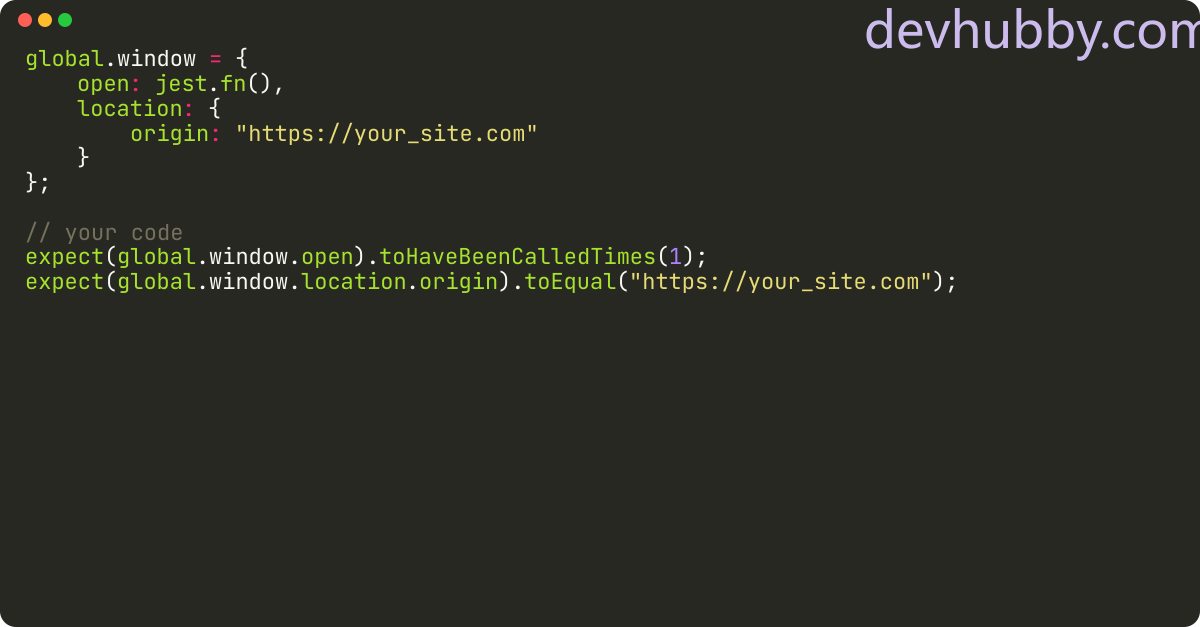 How to mock a window object in jest?