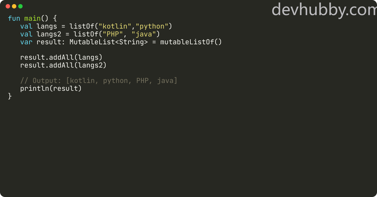 How to merge two lists in Kotlin?