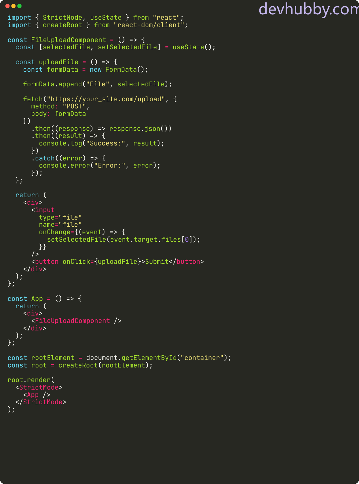 How to upload a file in React.js?