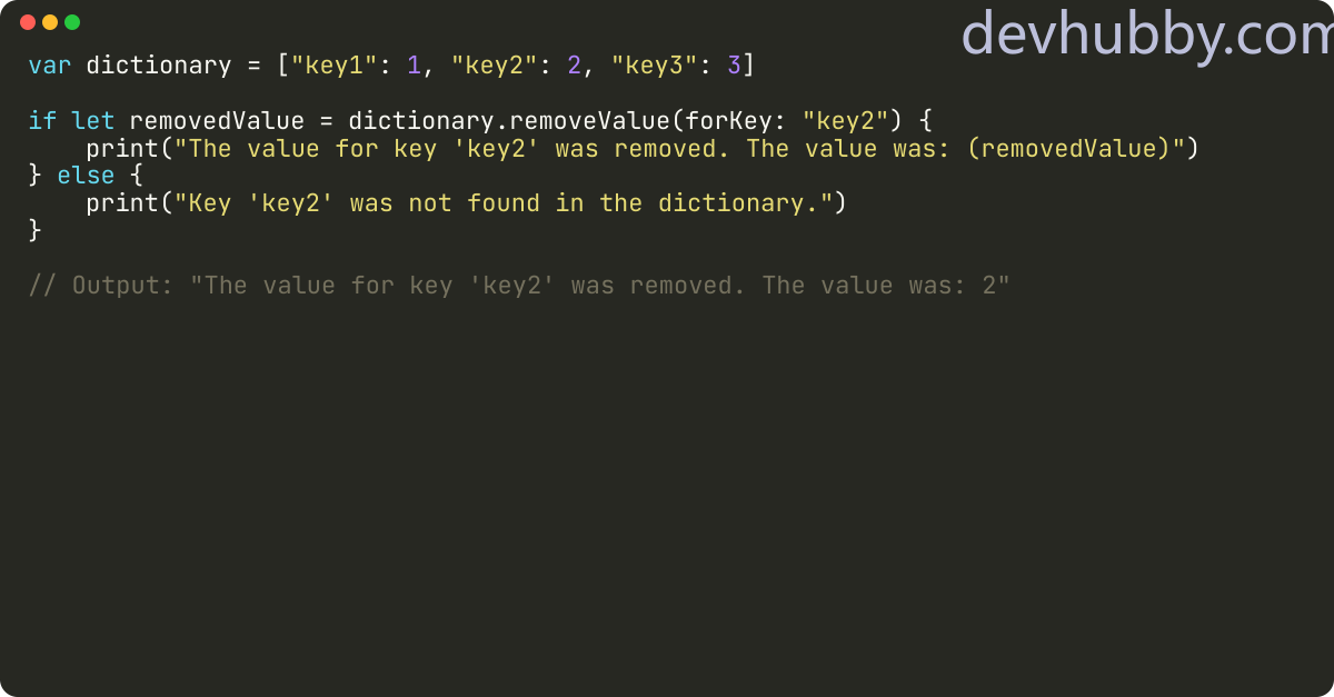 How to remove key from dictionary in swift 