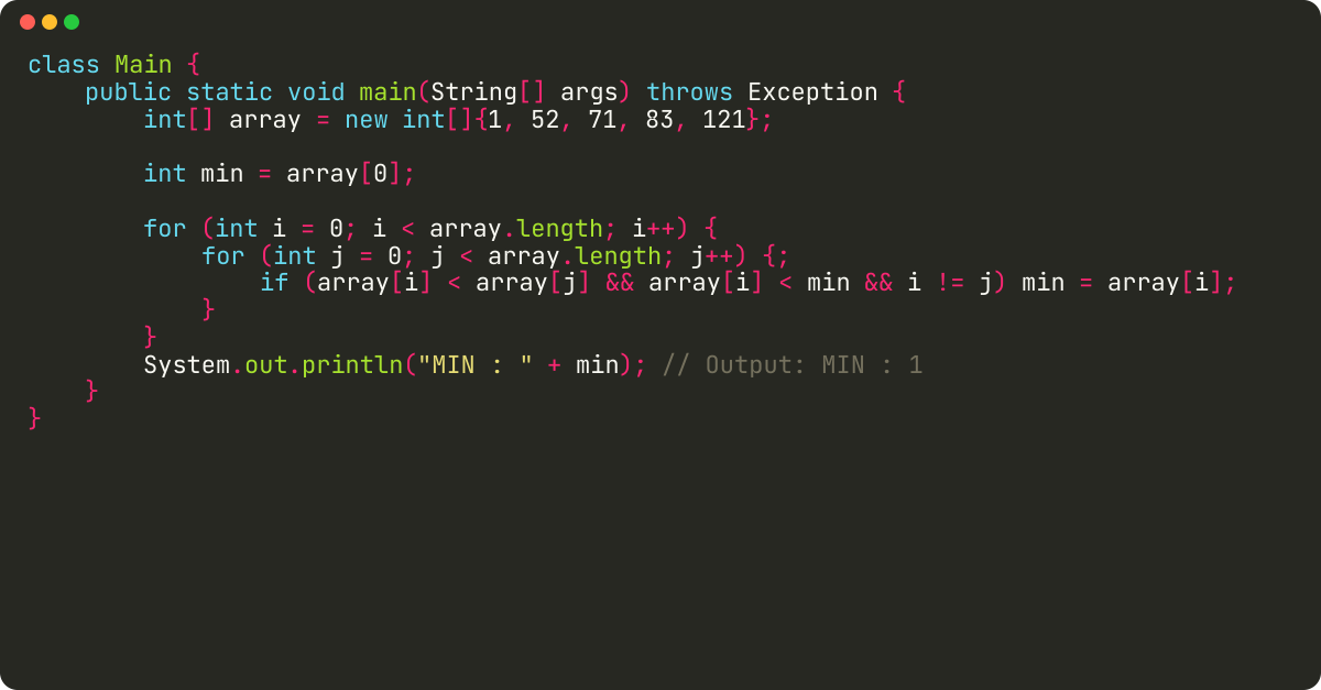 How to find the min in an array Java?