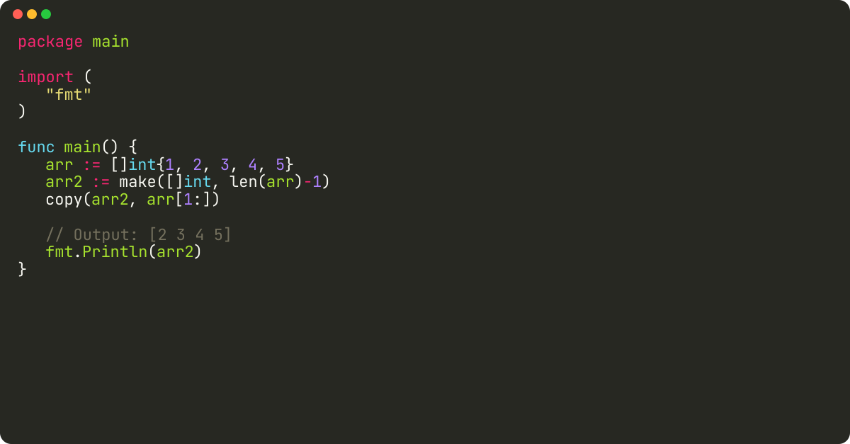 How to remove the first element from an array in Golang?