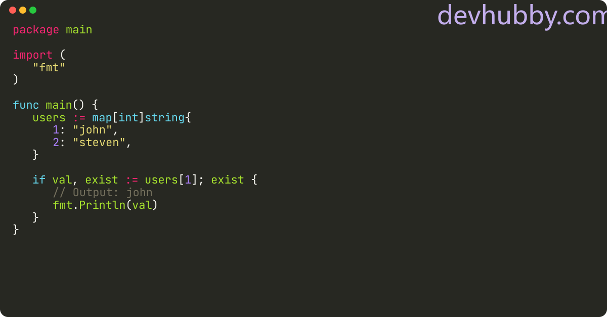 How to get key value from map in golang?