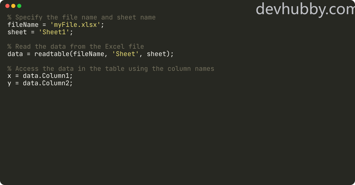 How to read data from excel in Matlab?