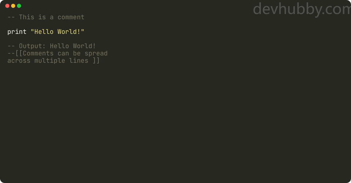 How to comment out code in Lua?
