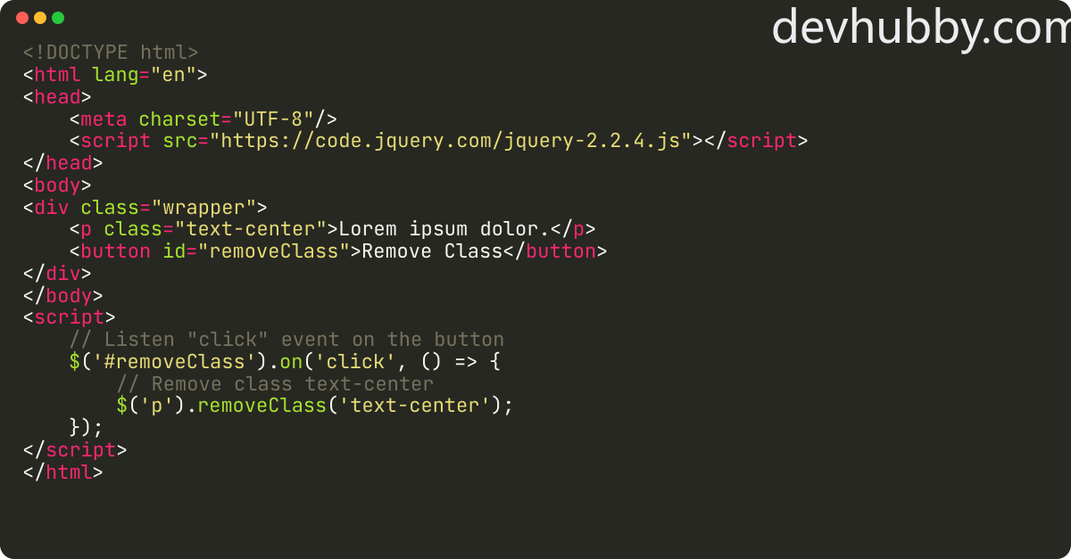 How to remove class on click in jQuery?