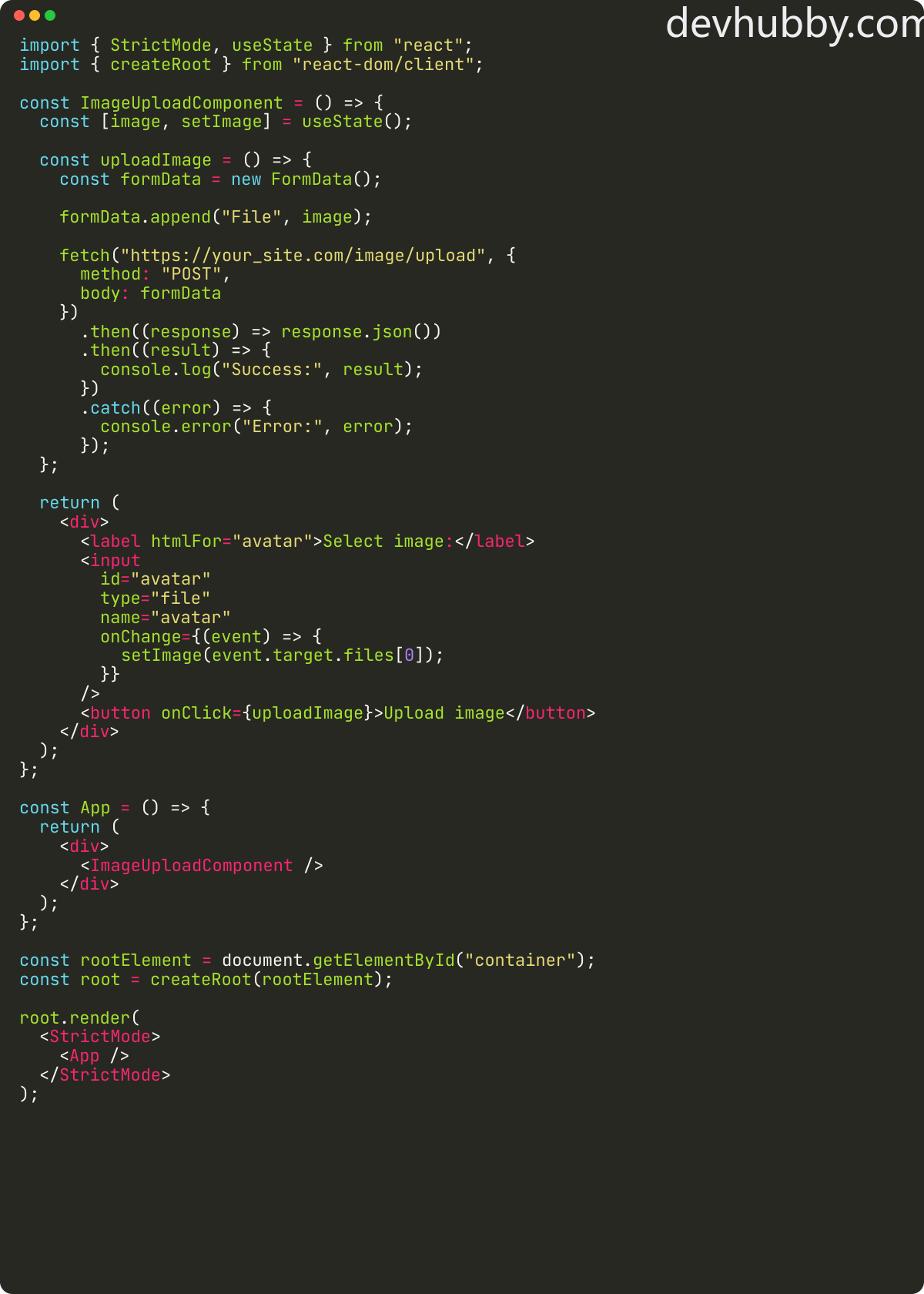 How to upload image in React.js?
