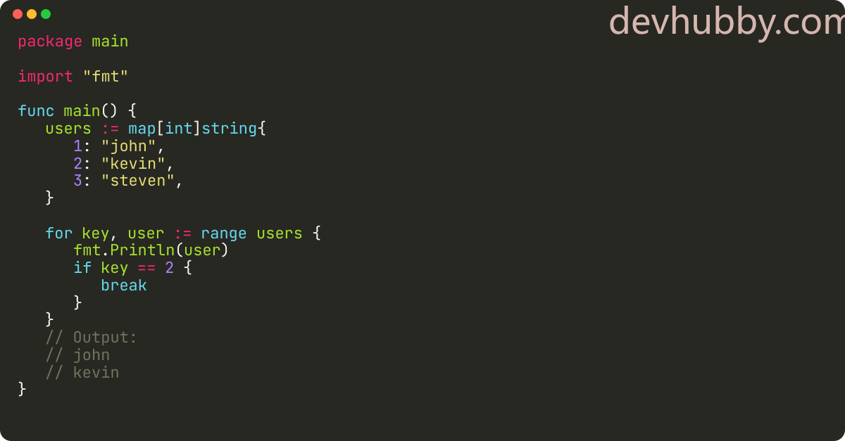 How to break out of a loop in Golang?