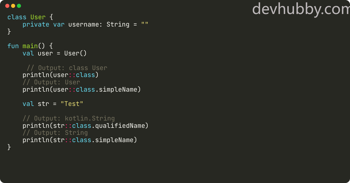 How to get a class name in Kotlin?