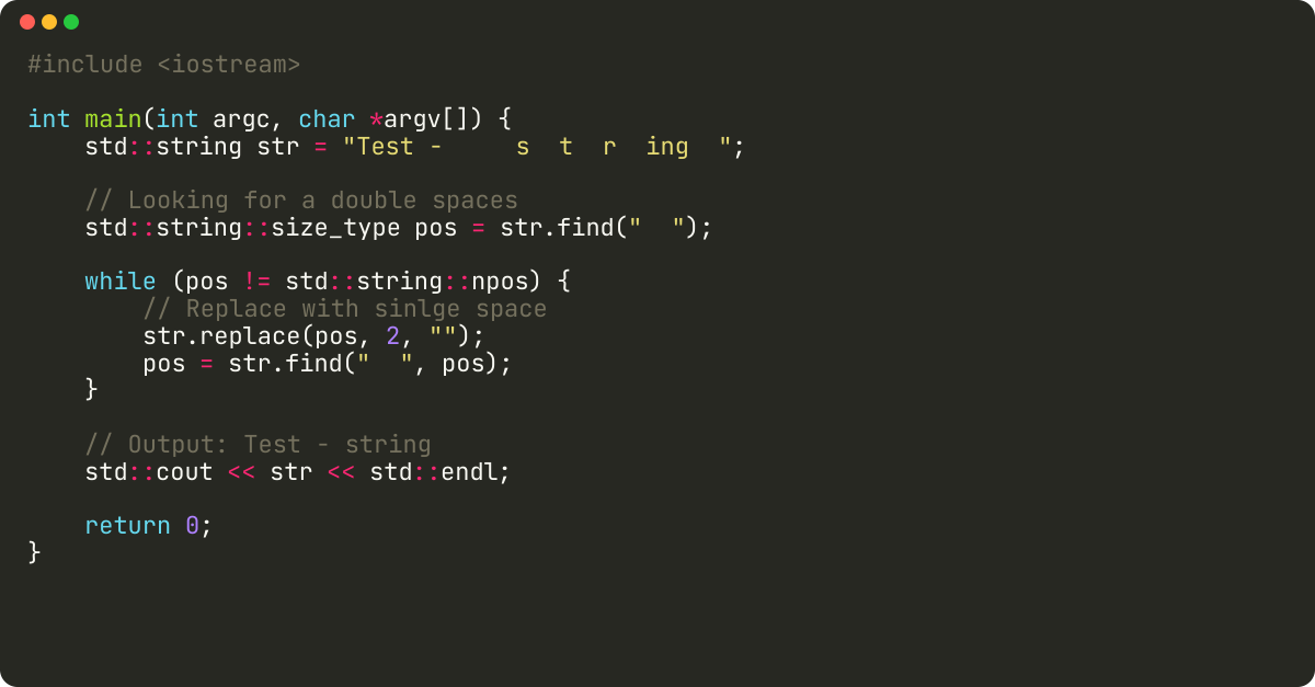 How to remove extra spaces from a string in C++?