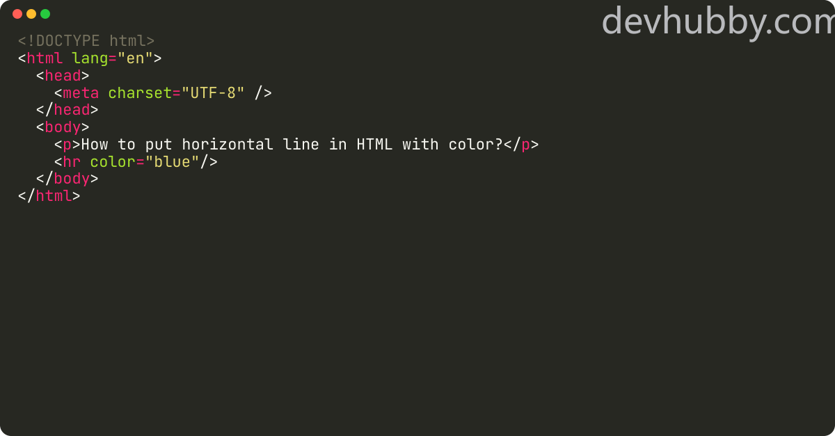 How to put horizontal line in HTML with color?