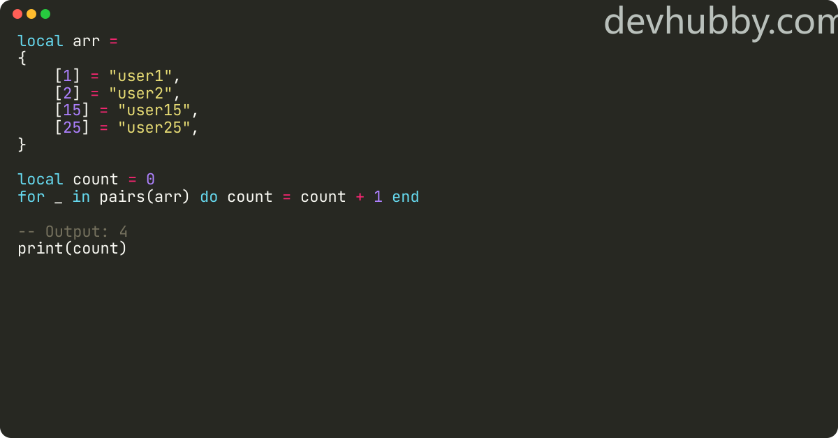 How to get the length of a table in lua?