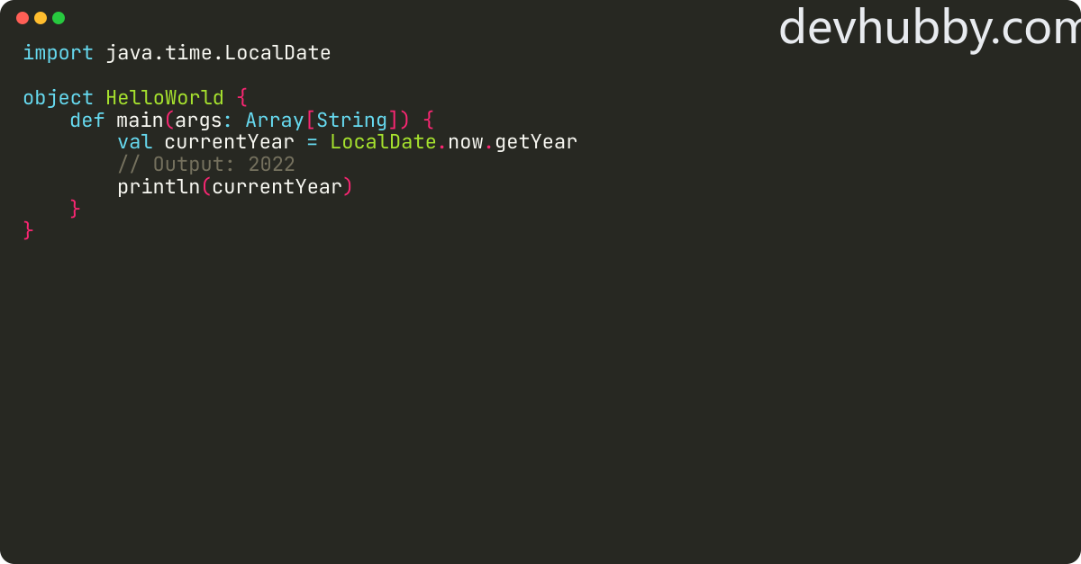 How to get current year in scala 