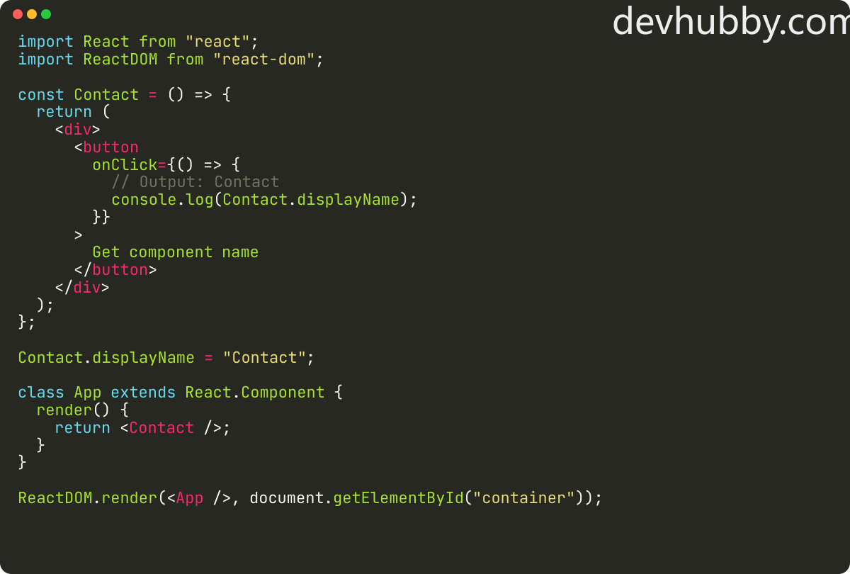 How to get component name in React.js?