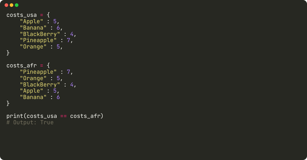 How to compare two dictionaries in python?