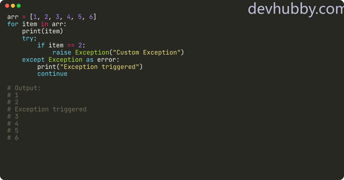 How to continue loop after exception in Python?