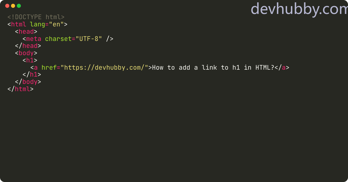 How to add a link to h1 in HTML?