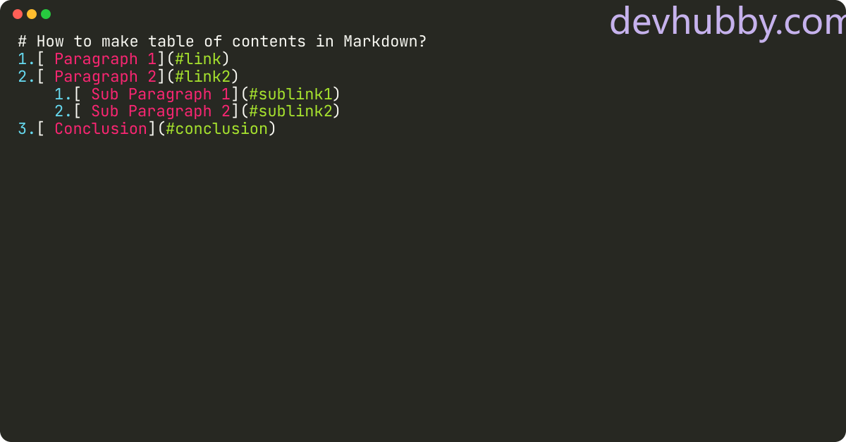 How to make table of contents in Markdown?