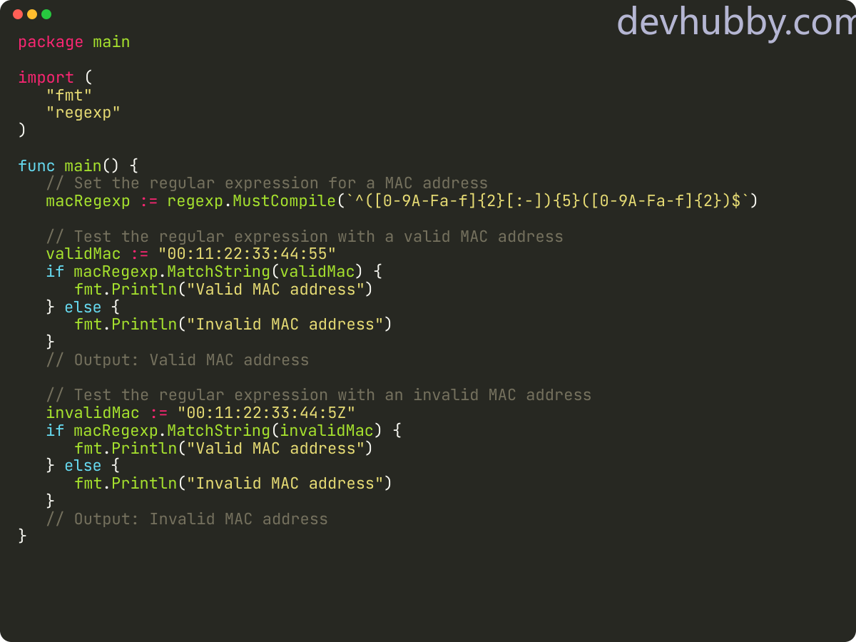 How to validate a Mac address in Golang?