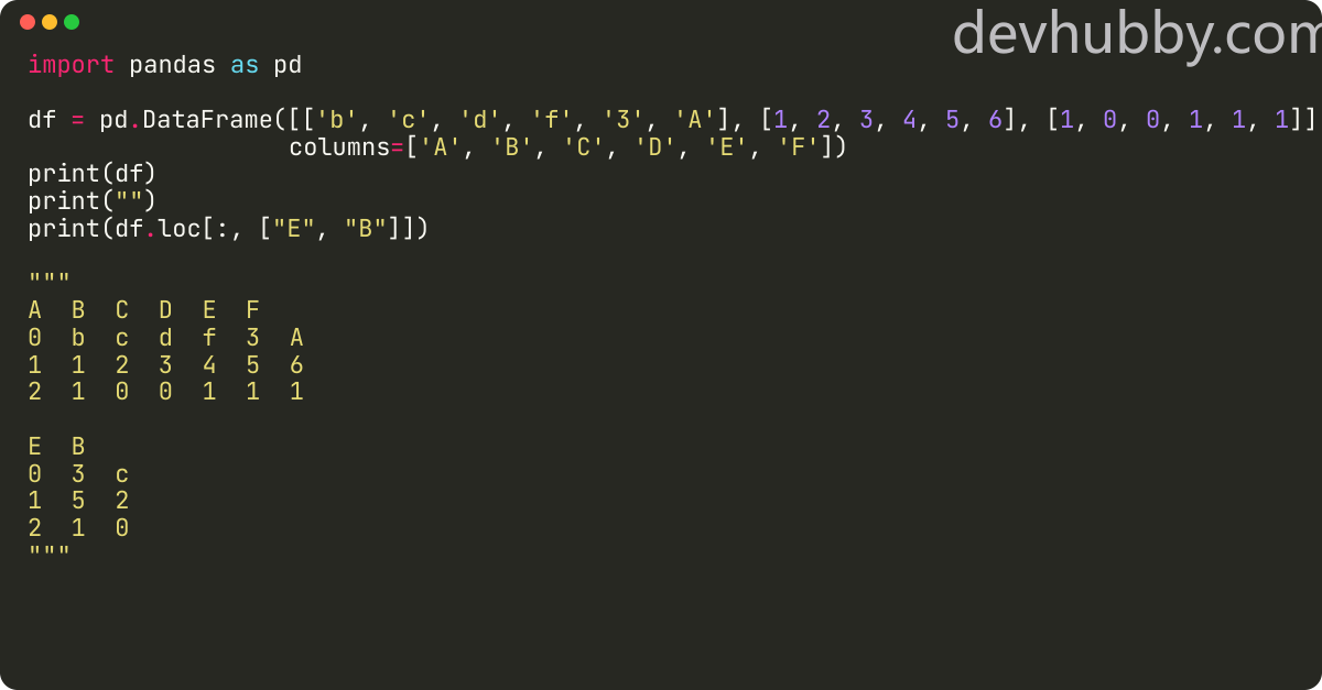 How to select columns by the label in Pandas?