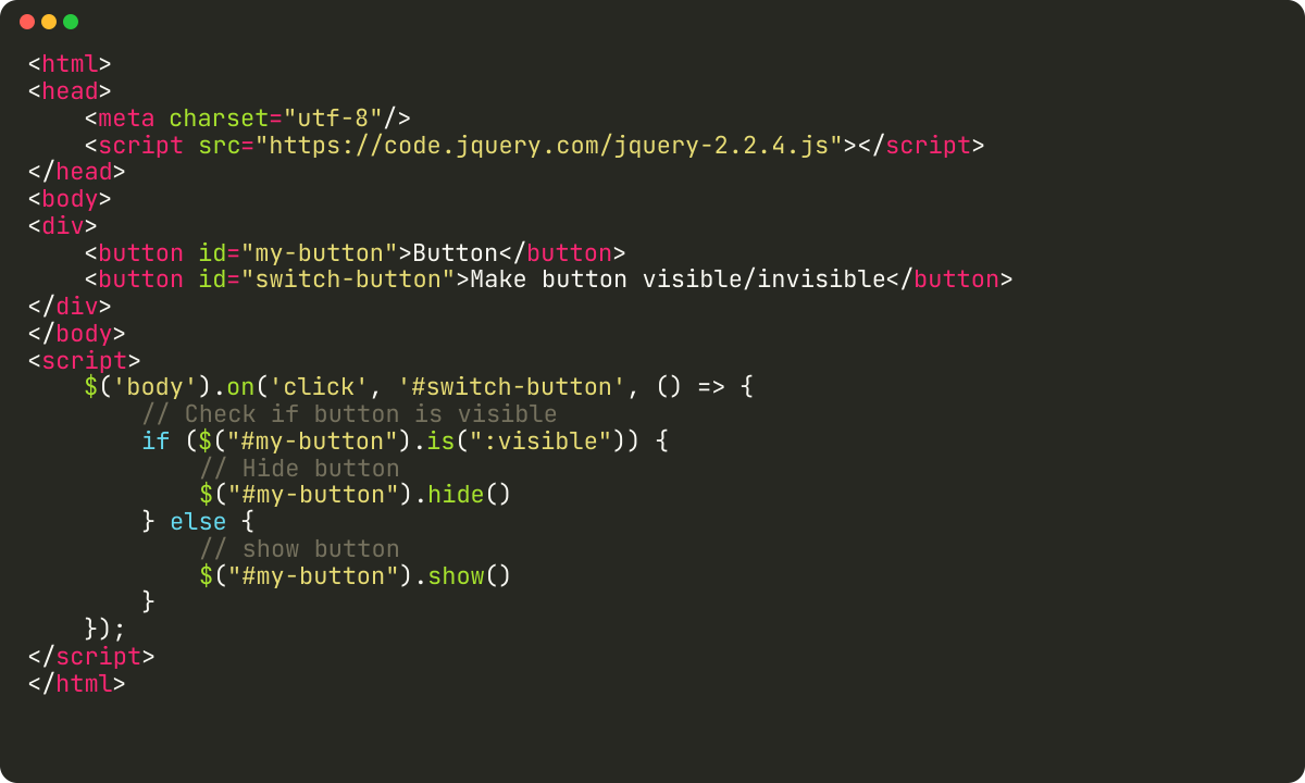 How to make button visible and invisible in jQuery?
