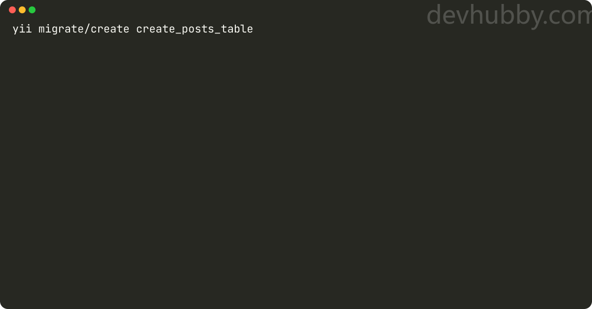 How to create table in yii framework?