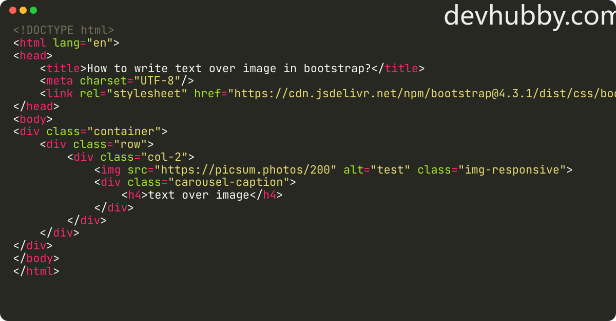 How to write text over image in bootstrap?
