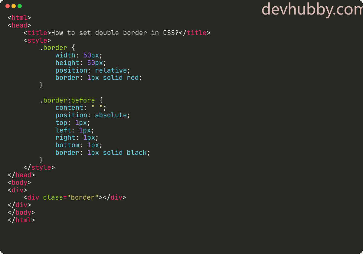 How to set double border in CSS?