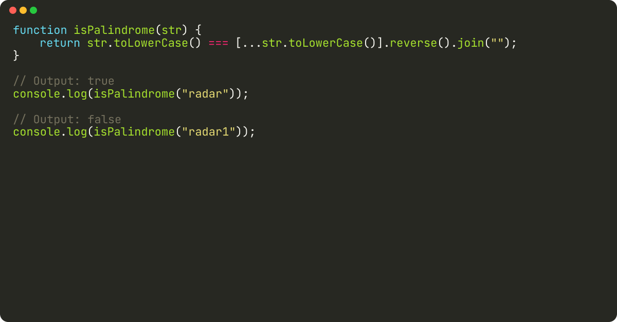 How to check if string is palindrome in Javascript?