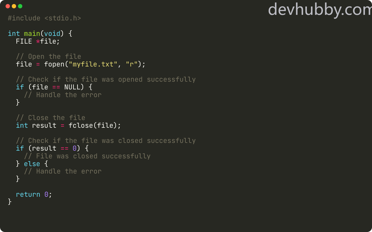 How to close a file in C?