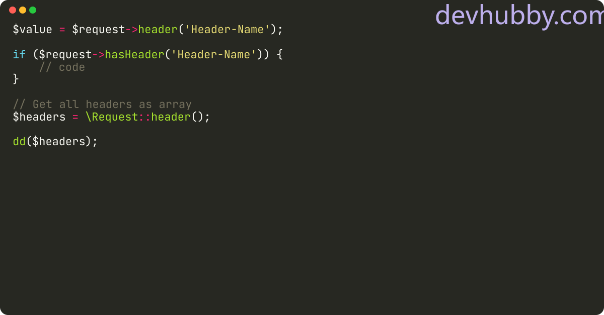 How to get request headers in laravel?