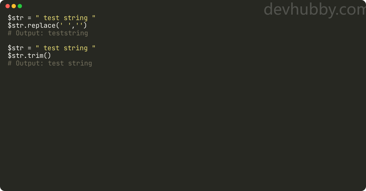 How to trim whitespace from the string in PowerShell?