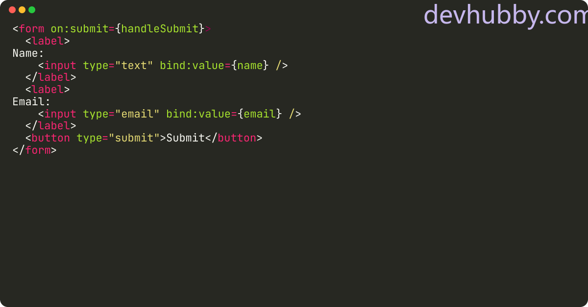 How to handle form submission in svelte?