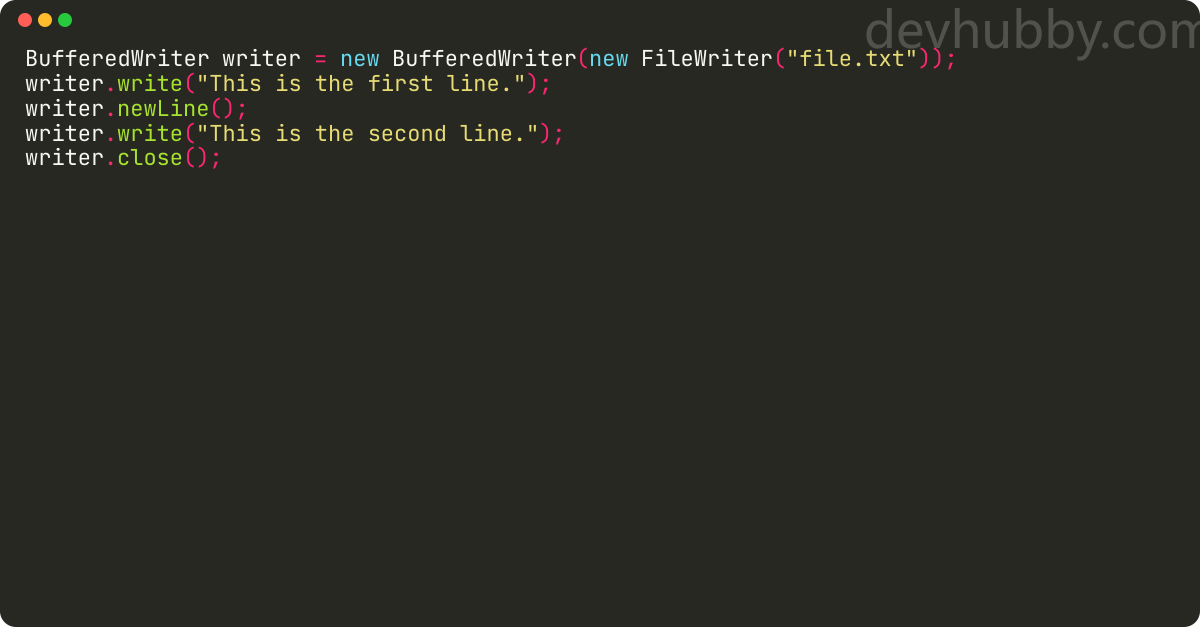 How to add a new line in BufferedWriter?